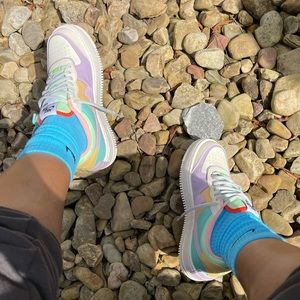 UNISEX Custom dyed light blue Nike socks
